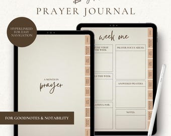 DIGITALE gebedsdagboek pdf dagelijkse gebedstracker voor christelijke vrouwen devotioneel geloof gebedsplanner tijdschrift met hyperlinks Goodnotes Notability