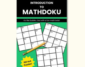 Introduction à la collection de casse-tête MathDoku. 180 puzzles à téléchargement numérique instantané pour les amateurs de sudoku et de mathématiques à la recherche de nouveaux défis.