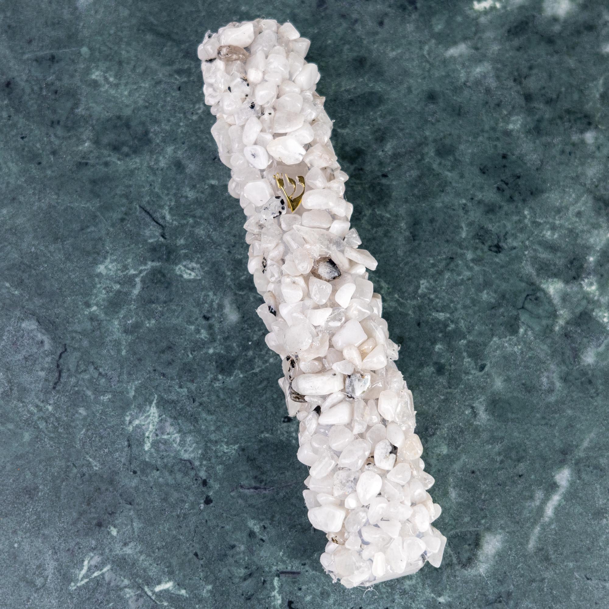 Elegant Handcrafted Mezuzah Case made of White Moon Stone