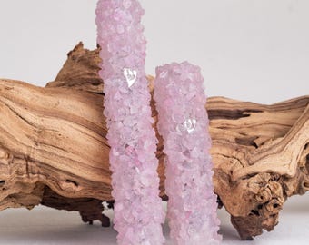 Elegant Handcrafted Mezuzah Case made of Rose Quartz Stone