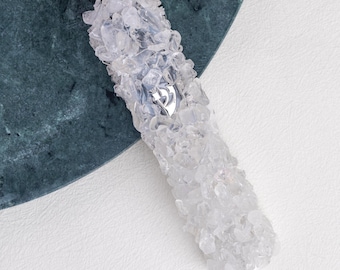 Elegant Handcrafted Mezuzah Case made of Clear Quartz Stone