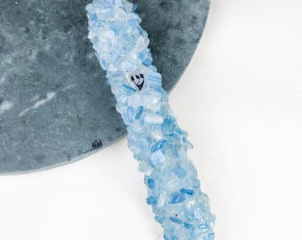 Elegant Handcrafted Mezuzah Case made of Aquamarine Stone