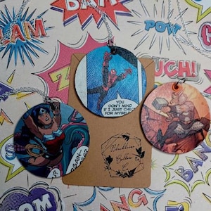 Superhero Wood Round Necklace