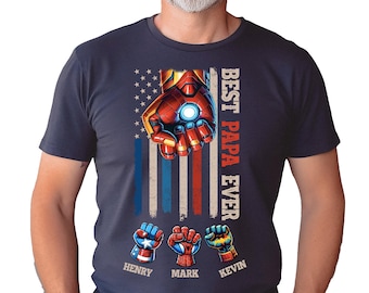 Personalized Dad Superhero Shirt With Kids names,Custom Father’s Day Gift from Kids, Avengers Super Dad Shirt, Superhero Daddy Gift Shirt