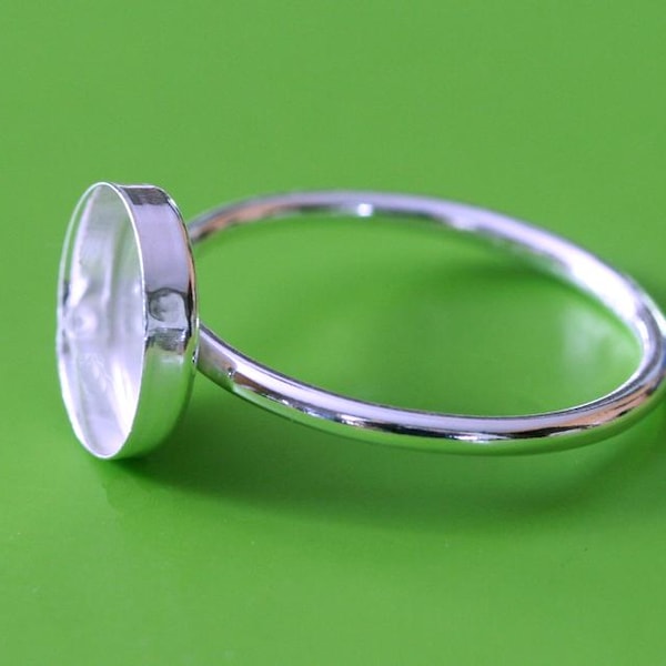 Sterling Silver Bezel Cup Ring Blank - DIY Gemstone Ring, Size 2-15