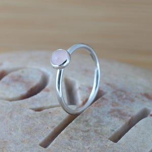 Handmade Rose Quartz Sterling Silver Stacking Ring – Boho Style