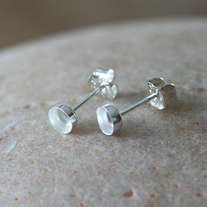 May include: Two silver earring posts with round, flat, silver tops.
