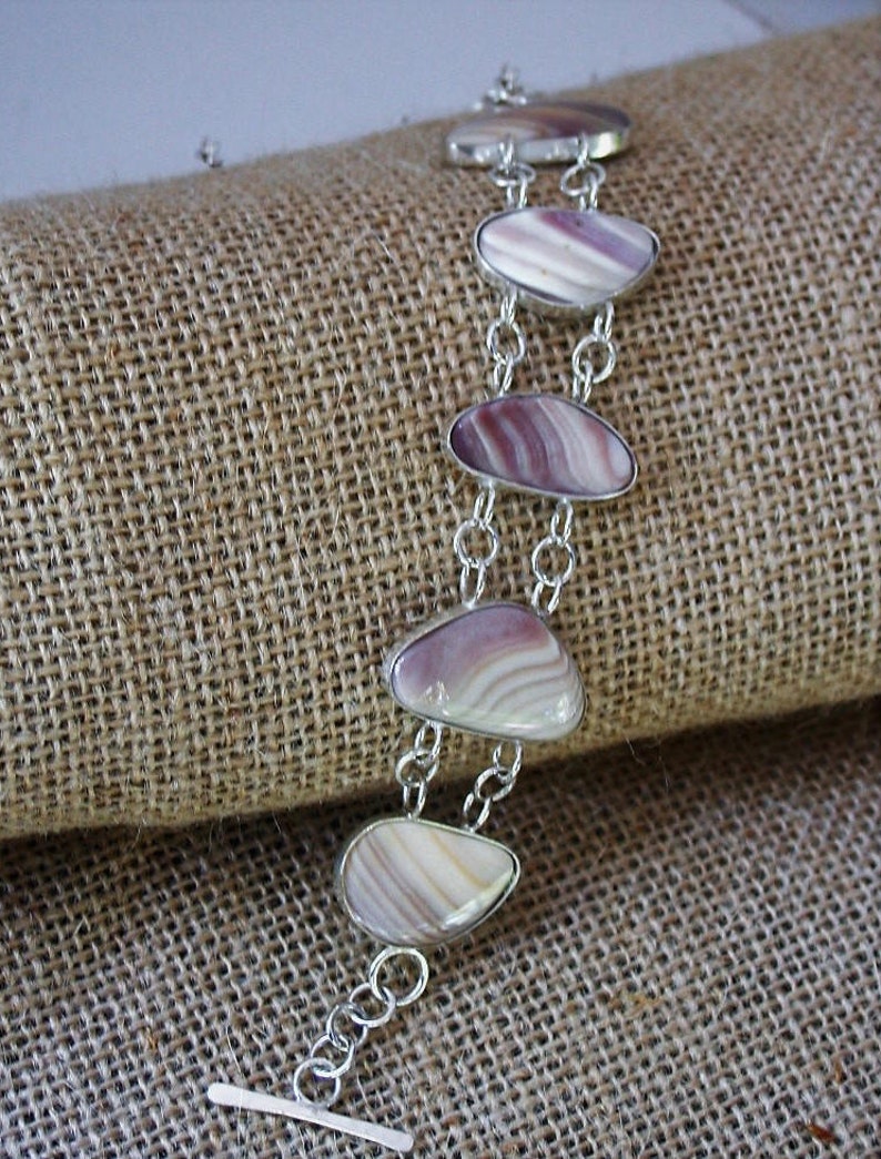 Quahog shell Sterling silver nature inspired art jewelry. Wampum beach jewelry