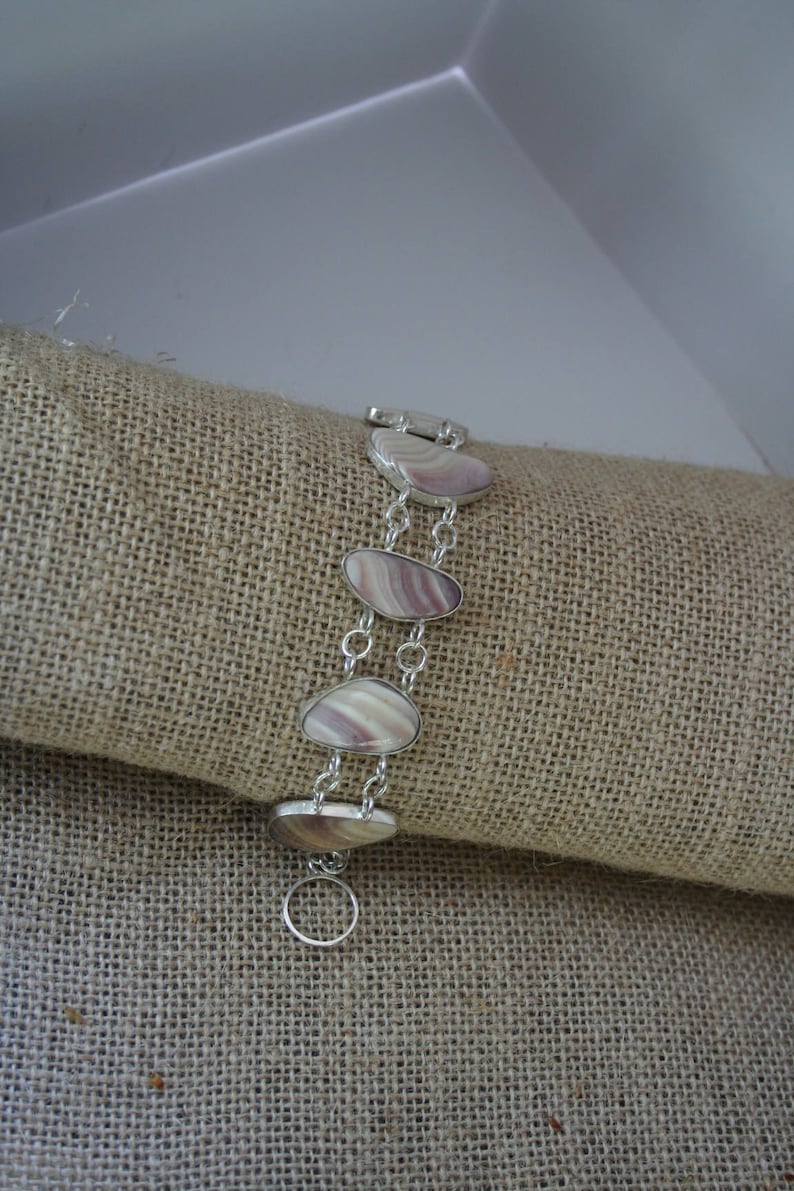 Quahog shell Sterling silver nature inspired art jewelry. Wampum beach jewelry