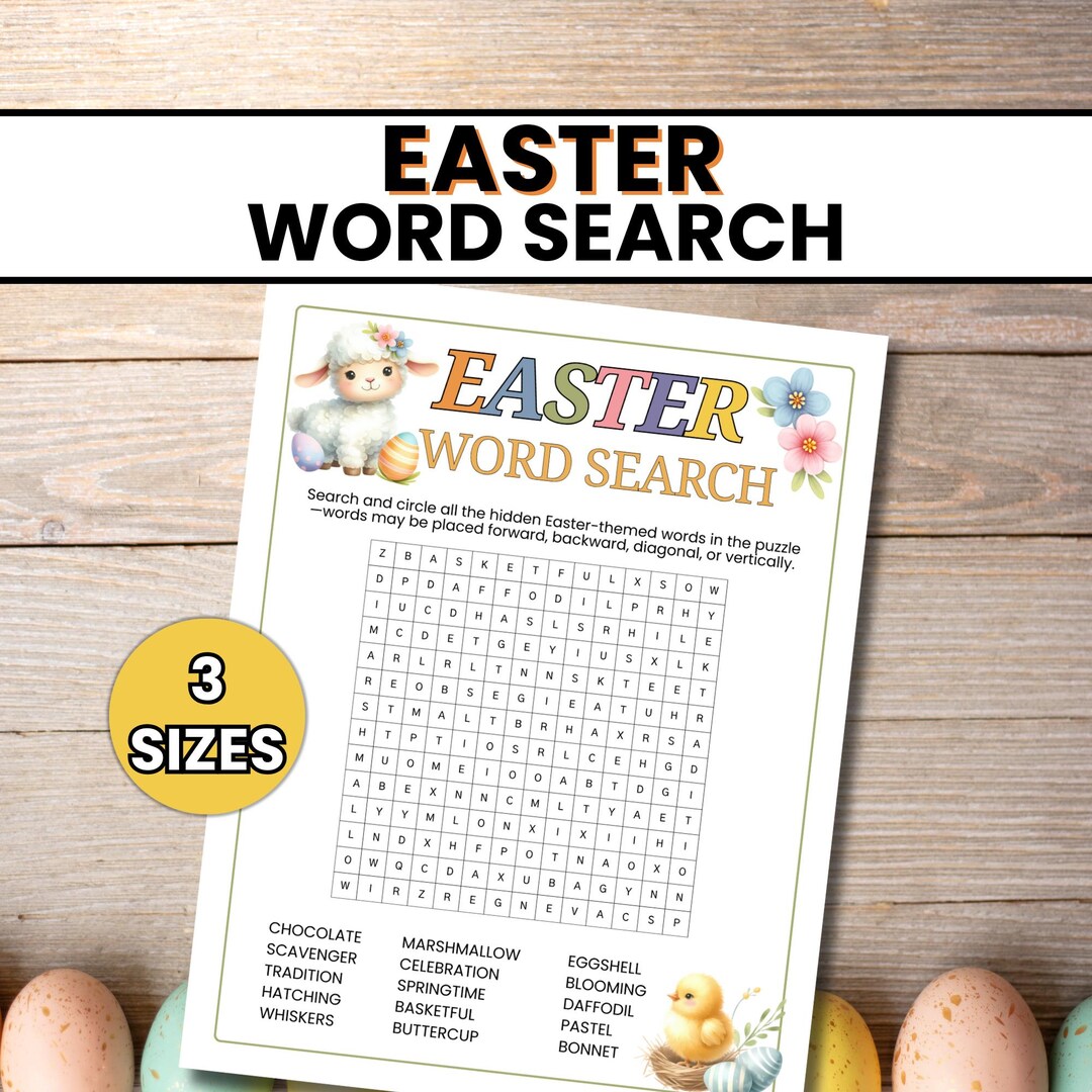 Easter Word Search Printable, Fun and Challenging Easter Activity for ...