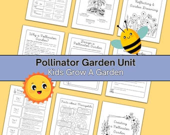 Kids Flower Garden Unit Study, Gardening Activity Pack Pollinator Unit with Garden Journal, How to grow, LogBook, Guides to Grow Flowers