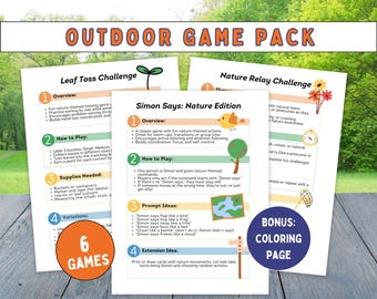 Spiele für Kinder im Freien, Sommeraktivitätspaket, Bewegung & Lernen, Hinterhof-Abenteuer STEM-Spaß, Bonus Outdoor-Malseite