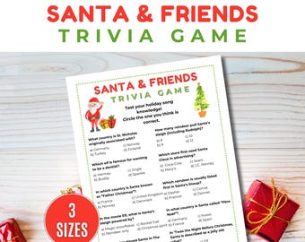 Santa Trivia Game, Printable Santa Claus Quiz, Holiday Party Game, Xmas Trivia Questions, Christmas Trivia for Family 2025, Santa Printable