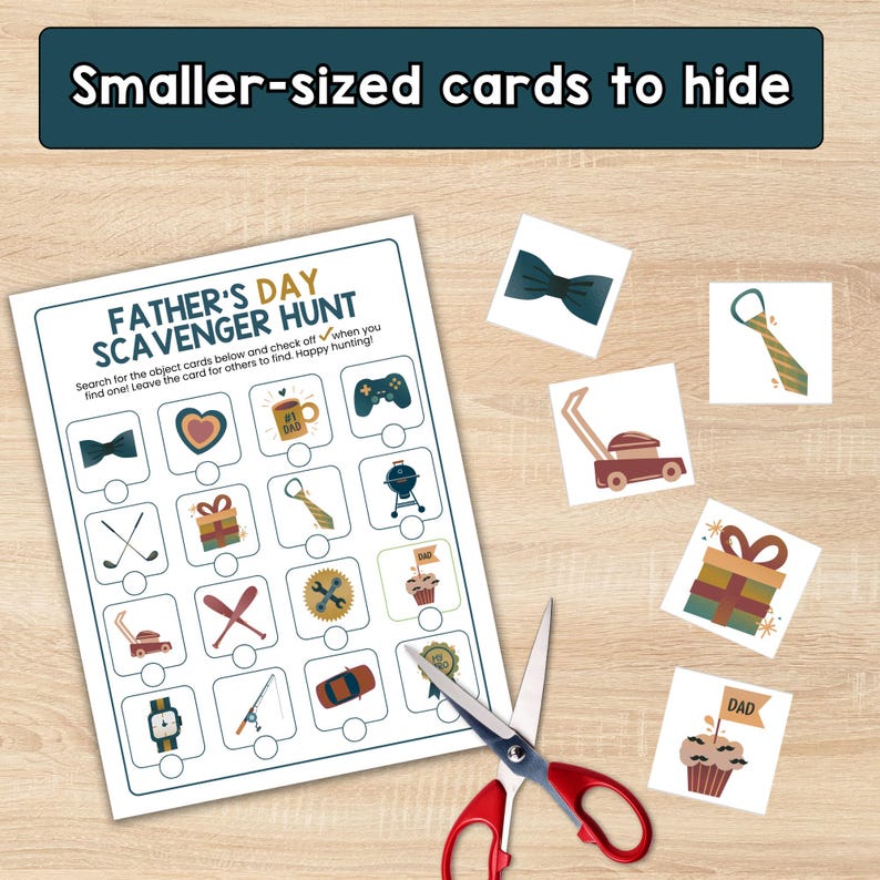 Fathers Day Scavenger Hunt Printable Game for Kids, Indoor Treasure ...