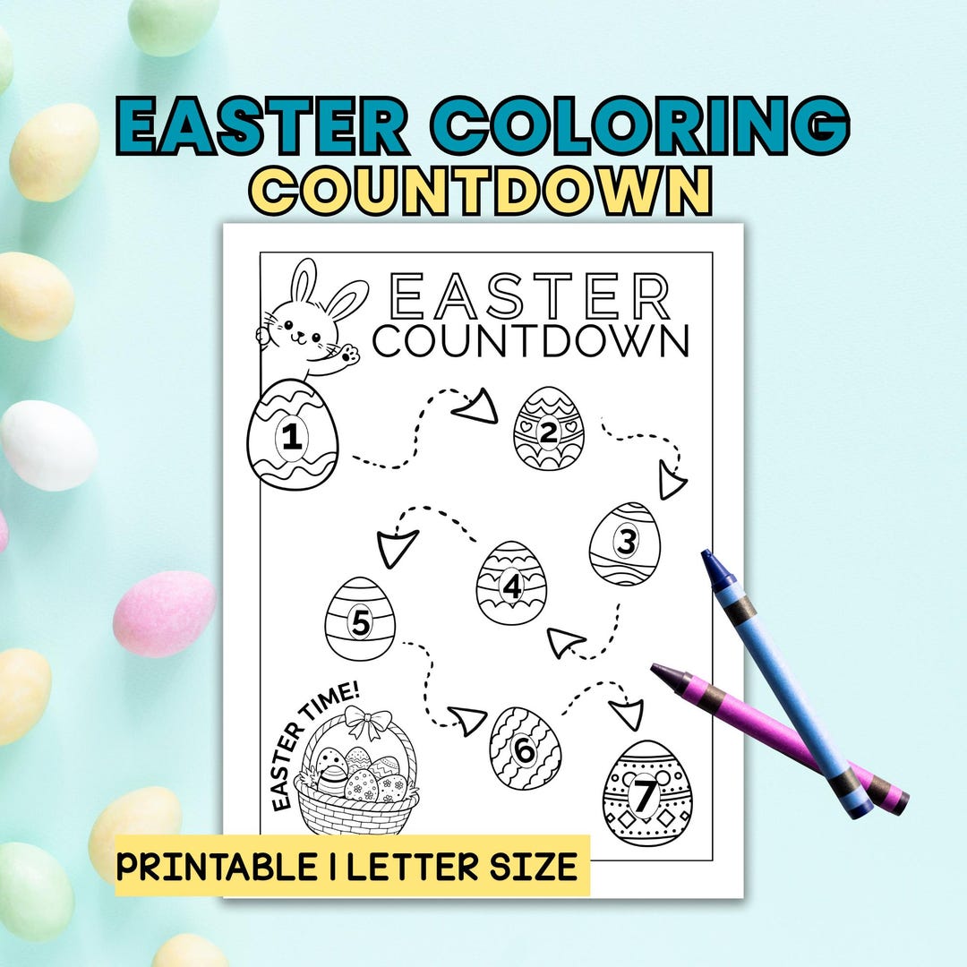 Easter Countdown Coloring Page Printable – 7 Day Easter Countdown for ...