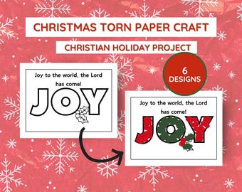 Christmas Christian Torn Art Craft Preschool Digital Bundle, Homeschool, Sunday School, Day Care Fine Motor Skills Activity, LETTER Size
