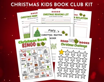 May include: A Christmas book club kit with printable activities for kids. The kit includes a book bingo card, a reading tracker, a book reflection sheet, and a 25 books Christmas challenge.