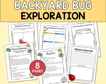Backyard Bug Activity Pack, Science Activities, Bug Unit Study, Movement Game, Nature Journal Page, Printable Nature Study for Kids