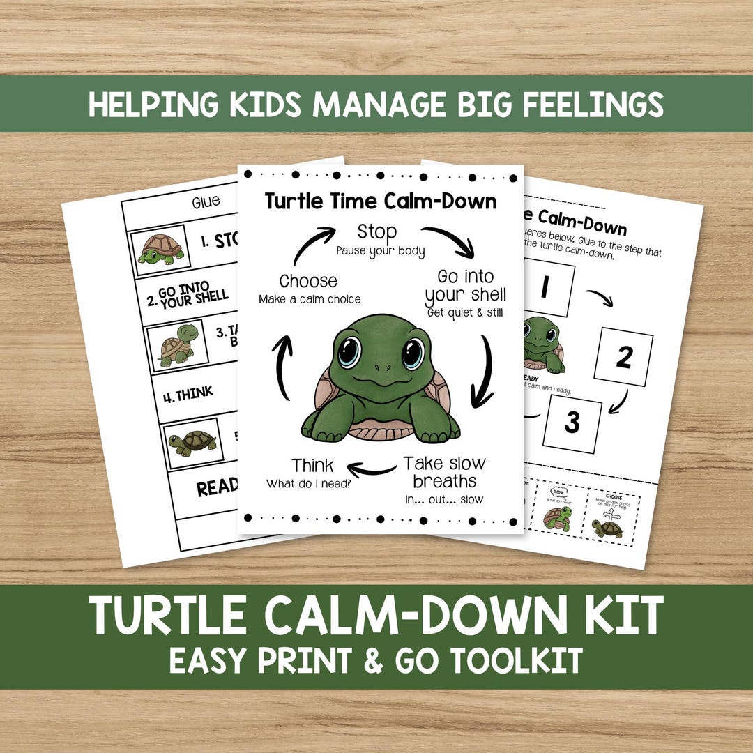 Turtle Calm Down Kit Printable, Social Emotional Learning Activities ...