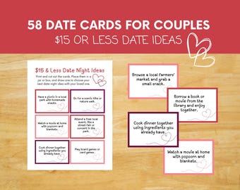 Paar Date Night Cards, 58 lustige Aktivitäten (PDF Download)
