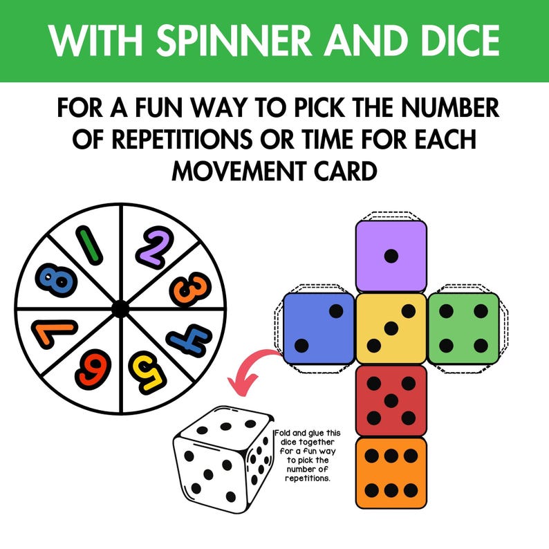 Movement Break Cards for Kids, Exercise Cards, Brain Break, Color-Coded Activities, 40 Printable Flashcards, Classroom & Homeschool Movement image 4