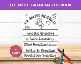 Printable All About Grandma Flip Book, Kids Coloring Activity (PDF)