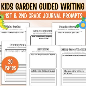 May include: Black and white printable worksheets for children to write about gardening. The worksheets feature prompts such as "How does the garden look in winter?" and "What have you seen growing in the garden today?"