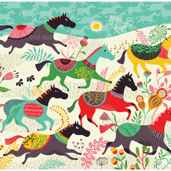 Wild Horses - limited edition giclee print of an original illustration (8 x 10 in)