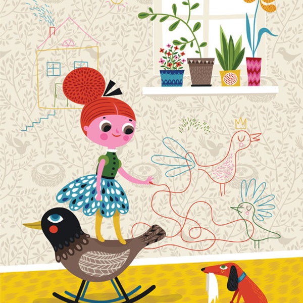 Sweet kindertijd... - limited edition giclee print van een originele illustratie (8 x 10 inch)