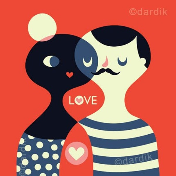 LOVE... limited edition giclee print of an original illustration (8 x 8 in, 20 x 20 cm)