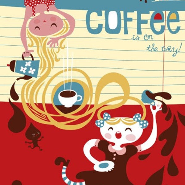 coffee is on the way... limited edition giclee print of an original illustration (8.5 x 11in)