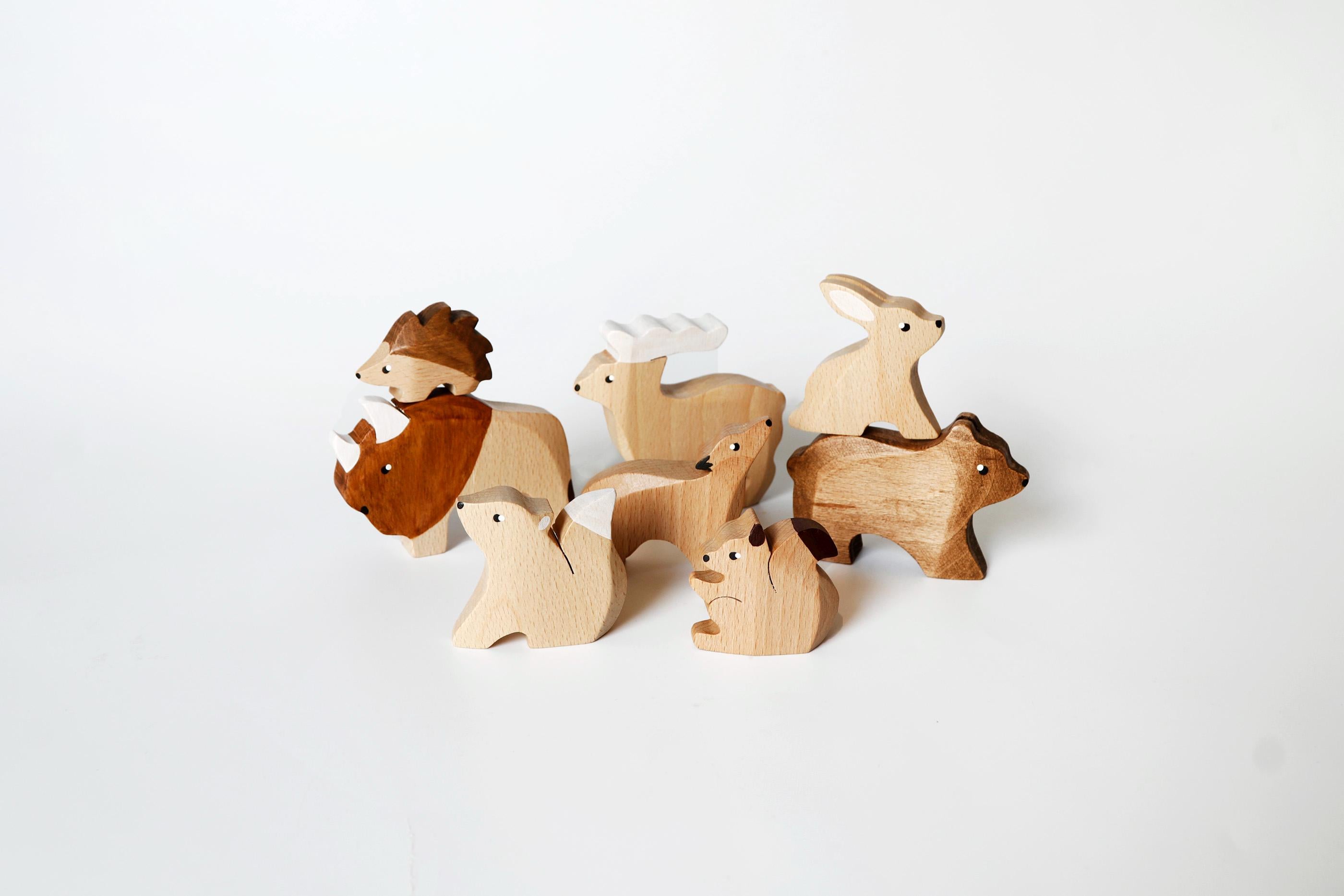 Handmade Wooden Forest Animal Toy Set: Oak Figurines - Etsy