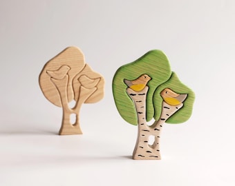 Holz Baum Spielzeug: Waldorf Birkenwald Set, Geschenk für Kinder