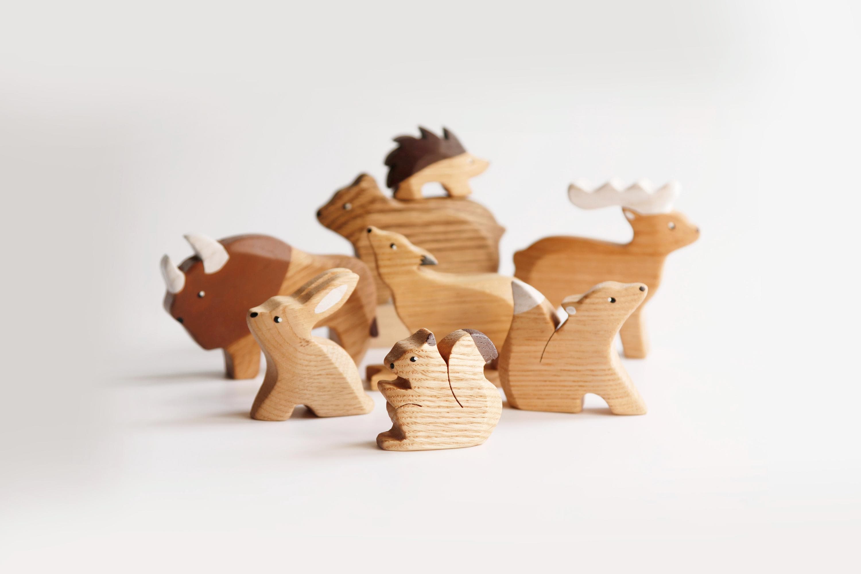 Handmade Wooden Forest Animal Toy Set: Oak Figurines - Etsy