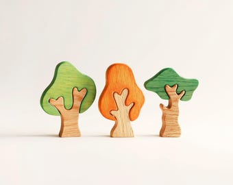 Holz Baum Set: Handgefertigte Eiche (3 Stück)