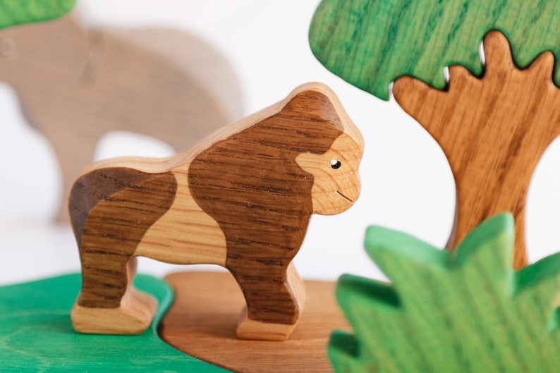 Handmade Wooden Safari Animal Playset: Montessori Jungle Toy - Etsy