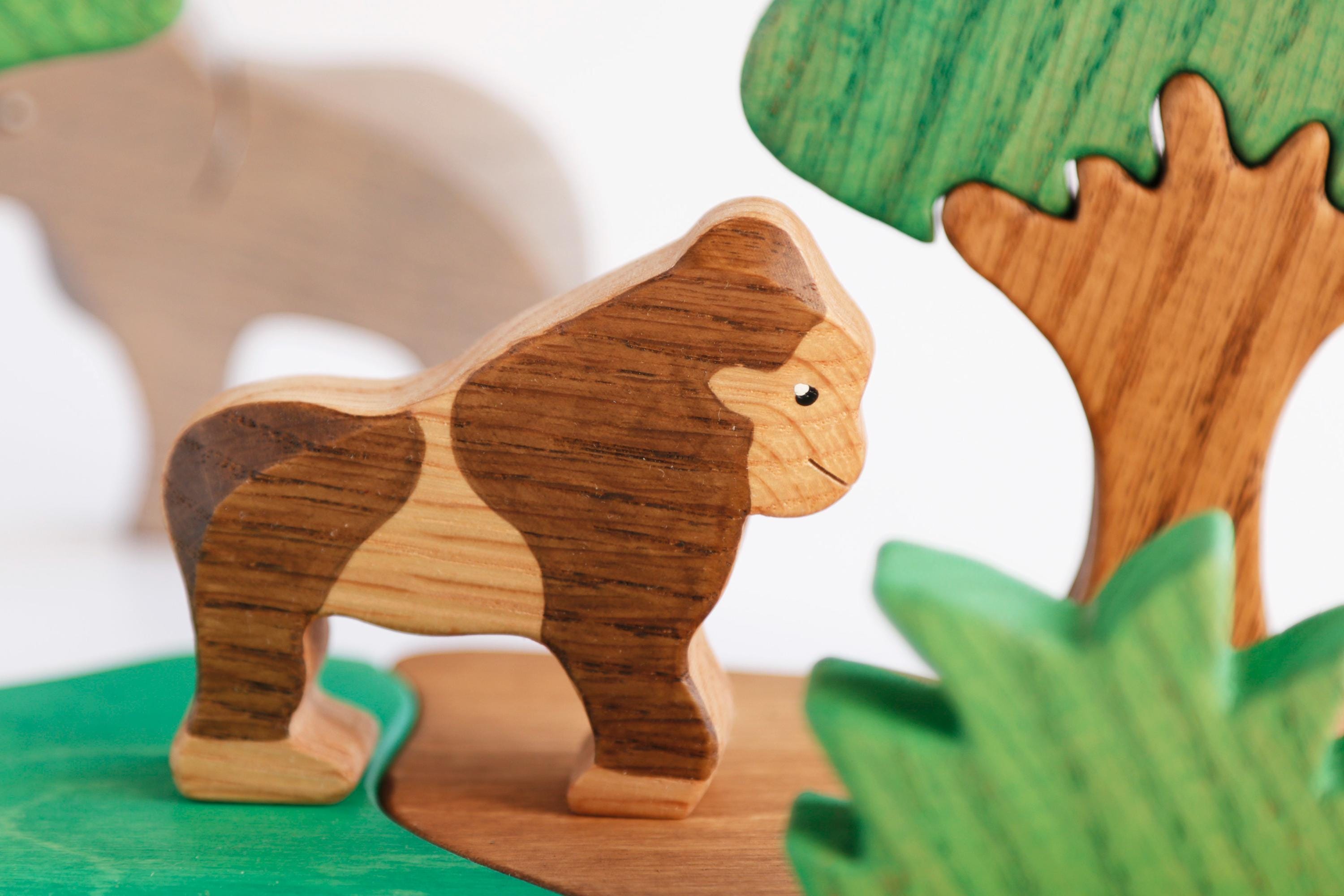 Handmade Wooden Safari Animal Playset: Montessori Jungle Toy - Etsy