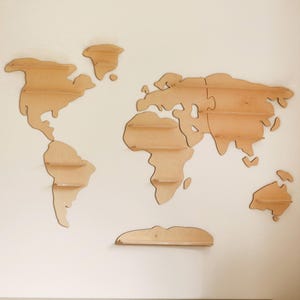 Wooden World Map with Shelves