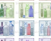 54 Glass Bottles - Antiques - Collage Sheet Digital Download - ABOTTILE01