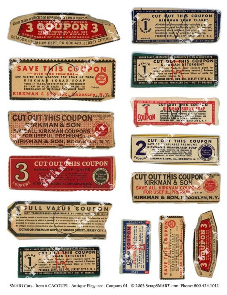 Coupons 14 Coupons on a Collage Sheet Digital Download Etsy