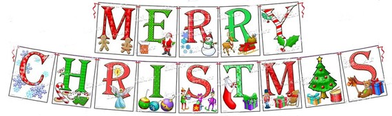 Merry Christmas Banner 15 Decorated Designs of the Season in - Etsy