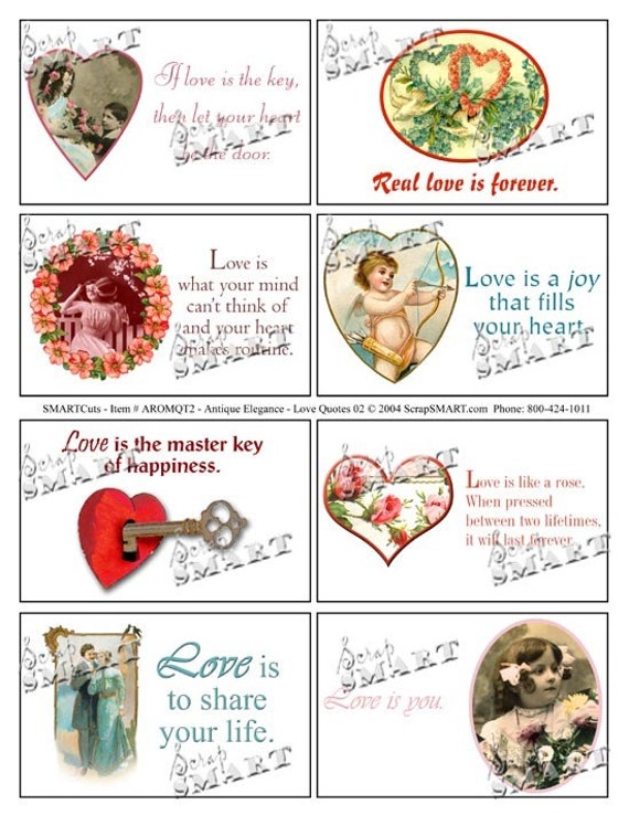 Love Quotes 8 Sweetheart Quotes with Illustrations and | Etsy