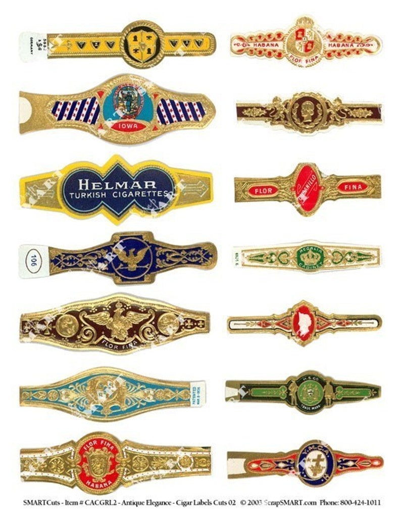 cigar labels 14 antique wrappers on a collage sheet digital etsy