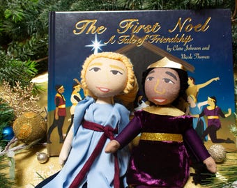 Nativity Story Cloth Dolls, Shepherd Girl and Wiseman Daughter, 12.5 Inch Handmade Soft Dolls For Storytelling and Play, Christian Heirloom