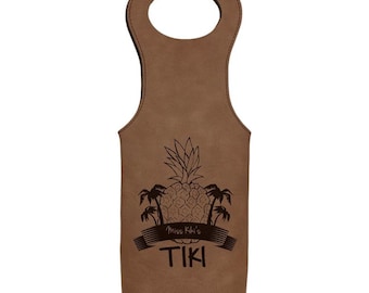 Personalized Leatherette Wine Bag | Custom Laser Engraved Wine Tote | Gift for Wine Lover | Hostess Gift | Engraved Wine Bag