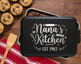 名入れ可能な9x13インチのケーキ型（カスタム刻印入り蓋付き） - ポットラック、結婚式、母の日、新築祝いのギフト