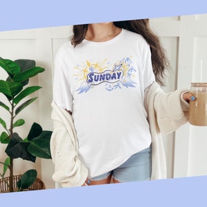 Sunday Themed T-Shirt, Honkai Star Rail, Penacony, Gold Stud Earrings, Dove, Star, Wings, Kawaii, Comfy, Otaku Apparel, Gift, Fan Merch