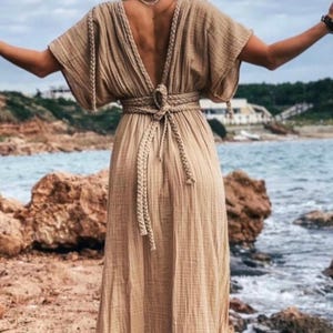 Organic Turkish Cotton Boho Dress: Goddess Wedding, Beach Cover-Up
