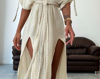 Boho Goddess Dress: Organic Turkish Cotton Summer Beach Wedding