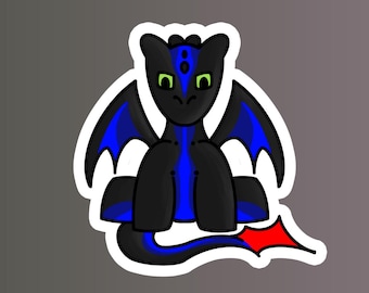 Chibi Black and Blue Dragons Die-Cut Sticker – Niedliches Fantasy-Kreaturen-Abziehbild für Laptops, Wasserflaschen & Notebooks